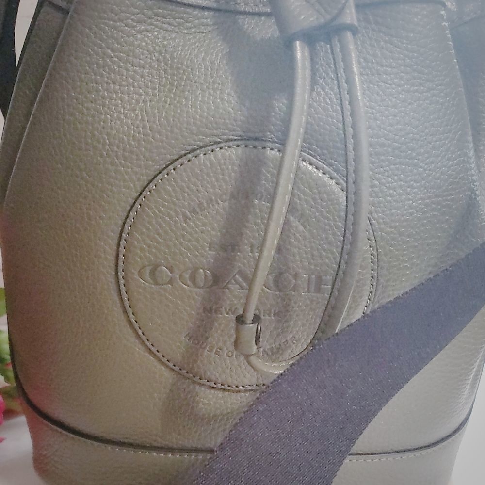 COACH Dempsey Crossbody Bucket Bag in Olive Green & Silver - Picture 8 of 14